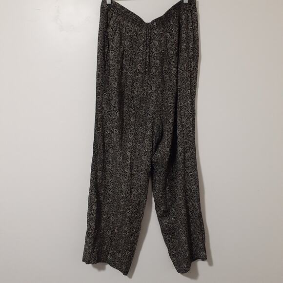 Adrian Jordan Women's Pants Black Floral 14/16 Relaxed Wide Leg Acetate Rayon - Picture 4 of 6